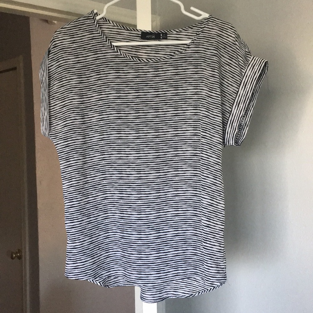 Black and white short sleeve blouse